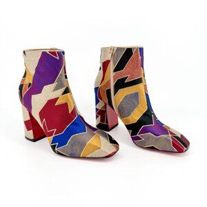 Christian Louboutin Hilconico Ankle Boots Size 40 US 10 Geometric Block Heel